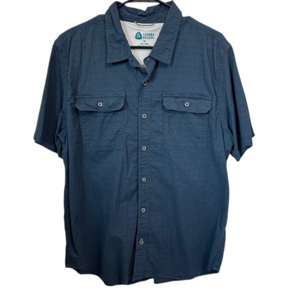 Men's Sierra Designs Button Down Shirt Short Sleeve Outdoor Casual Fishing Sz XL